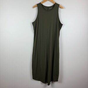 Universal‎ Standard Tank Midi Dress Women's M Olive Green Stretch Granola Girl
